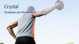  Presentation with discus throw - Amazing PPT layouts having athlete about to throw backdrop and a sky blue colored foreground