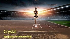  Presentation with athlete - Presentation having athlete before jump mixed media background and a tawny brown colored foreground