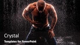  Presentation with rain - Presentation theme with athlete-bodybuilder-under-jets background and a dark gray colored foreground