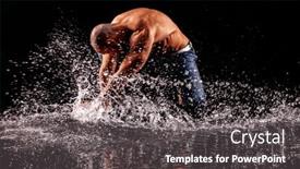  Presentation with rain - PPT theme featuring athlete-bodybuilder-under-jets background and a dark gray colored foreground