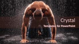  Presentation with rain - Slide deck featuring athlete-bodybuilder-under-jets background and a tawny brown colored foreground