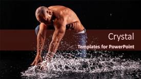  Presentation with rain - Presentation theme having athlete-bodybuilder-under-jets background and a tawny brown colored foreground