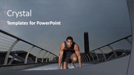  Presentation with millennium - Theme featuring athlete-crouching-at-starting-blocks background and a gray colored foreground
