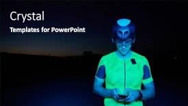  Presentation with athlete - PPT theme having athlete-cyclist-having-a-break background and a black colored foreground