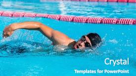  Presentation with professional training - PPT layouts having athlete doing crawl freestyle stroke background and a teal colored foreground