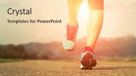  Presentation with feet - Presentation theme enhanced with athlete feet running on road background and a lemonade colored foreground