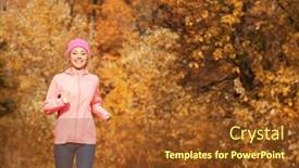  Presentation with athlete - Cool new theme with athlete girl running in park backdrop and a tawny brown colored foreground
