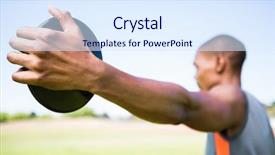  Presentation with discus throw - Cool new PPT theme with athlete holding a discus backdrop and a sky blue colored foreground