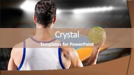  Presentation with athlete - Presentation theme having athlete holding ball against handball background and a coral colored foreground