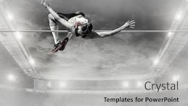  Presentation with high jump - Colorful PPT layouts enhanced with athlete-in-action-of-high backdrop and a light gray colored foreground