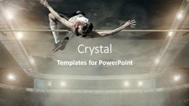  Presentation with high jump - Colorful presentation theme enhanced with athlete-in-action-of-high backdrop and a gray colored foreground