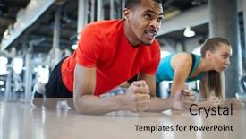  Presentation with effort - Theme with athlete in sportswear making effort background and a light gray colored foreground