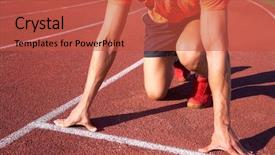  Presentation with treadmill - Amazing slide deck having race track sprinter waiting - young muscular athlete is backdrop and a red colored foreground