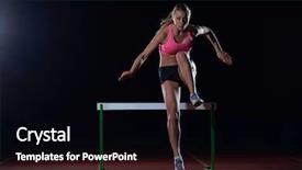  Presentation with athlete - Slide deck having athlete jumping over a hurdle background and a black colored foreground