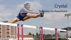  Presentation with athlete - Beautiful slides featuring athlete jumping over a hurdles backdrop and a light blue colored foreground