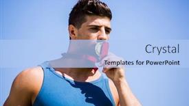  Presentation with gold medal - Colorful slides enhanced with athlete kissing his gold medal in stadium backdrop and a light blue colored foreground