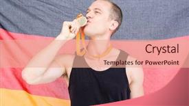 Presentation with gold medal - Cool new slide set with his gold medal in front backdrop and a coral colored foreground