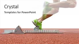  Presentation with athlete - PPT theme with athlete leaving the starting bloc background and a white colored foreground