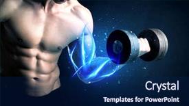  Presentation with weight lifting - Audience pleasing PPT layouts consisting of athlete lifting weight with blue backdrop and a navy blue colored foreground