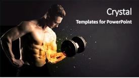  Presentation with weight lifting - Colorful presentation theme enhanced with athlete lifting weight with fire backdrop and a  colored foreground