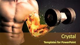  Presentation with weight lifting - Presentation theme featuring athlete lifting weight with fire background and a  colored foreground