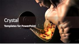  Presentation with weight lifting - Audience pleasing presentation consisting of athlete lifting weight with fire backdrop and a  colored foreground