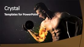  Presentation with weight lifting - Amazing slides having athlete lifting weight with fire backdrop and a  colored foreground
