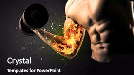  Presentation with weight lifting - Presentation design with athlete lifting weight with fire background and a  colored foreground