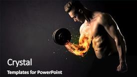  Presentation with weight lifting - Theme having athlete lifting weight with fire background and a  colored foreground