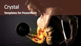  Presentation with weight lifting - Theme consisting of athlete lifting weight with fire background and a  colored foreground