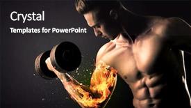  Presentation with weight lifting - Audience pleasing presentation theme consisting of athlete lifting weight with fire backdrop and a  colored foreground
