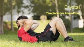  Presentation with abdominal - Audience pleasing theme consisting of athlete male at the city park making some abdominal backdrop and a tawny brown colored foreground