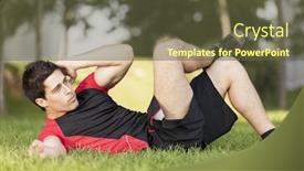  Presentation with abdominal - Beautiful slide set featuring athlete male at the city park making some abdominal backdrop and a tawny brown colored foreground