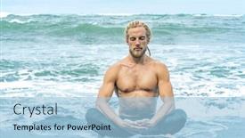  Presentation with ocean waves - PPT theme featuring athlete-man-meditating-in-ocean background and a light blue colored foreground