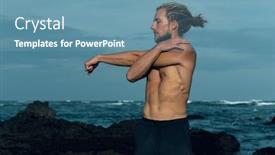  Presentation with photograph - Beautiful presentation design featuring athlete-man-practicing-outdoors-photograph backdrop and a teal colored foreground