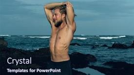  Presentation with photograph - Beautiful presentation theme featuring athlete-man-practicing-outdoors-photograph backdrop and a navy blue colored foreground