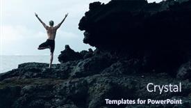  Presentation with photograph - Amazing slide set having athlete-man-practicing-yoga-outdoors backdrop and a wine colored foreground