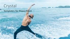  Presentation with athlete - Cool new PPT theme with athlete-man-practicing-yoga backdrop and a sky blue colored foreground