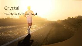  Presentation with running race - Colorful slide deck enhanced with athlete-man-running-race-mixed backdrop and a cream colored foreground