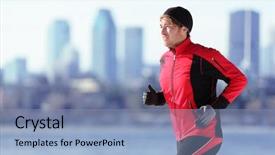  Presentation with athlete - Beautiful presentation featuring athlete man running sport runner backdrop and a light blue colored foreground