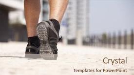  Presentation with running shoes - Amazing presentation theme having athlete man shoes running backdrop and a cream colored foreground