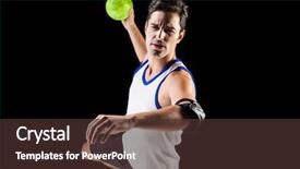  Presentation with professional tennis player athlete man - Slide set with athlete man throwing a ball background and a tawny brown colored foreground