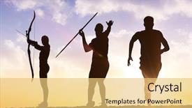  Presentation with professional tennis player athlete man - Slides having athlete man throwing a discus background and a yellow colored foreground