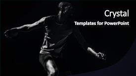  Presentation with black man - Beautiful PPT theme featuring athlete man throwing a discus backdrop and a  colored foreground