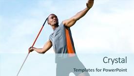 Presentation with professional tennis player athlete man - Theme with athlete man throwing a javelin background and a  colored foreground