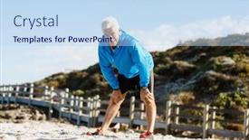  Presentation with athlete - PPT theme having athlete man tired after long running background and a light blue colored foreground