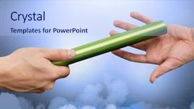  Presentation with baton - PPT theme enhanced with athlete passing the baton background and a sky blue colored foreground