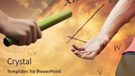  Presentation with baton - Amazing slide set having athlete passing the baton backdrop and a yellow colored foreground