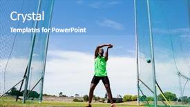  Presentation with stadium - Presentation featuring athlete performing a hammer throw background and a teal colored foreground