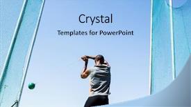  Presentation with rear view of bodyguard - Audience pleasing presentation theme consisting of athlete performing a hammer throw backdrop and a light blue colored foreground